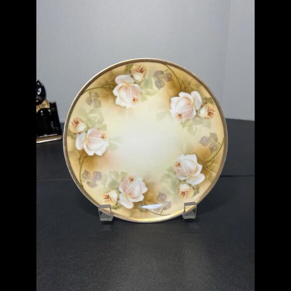 RS Germany Vintage 1920 To 1944 Hand-Painted Pastel  Roses Cabinet Plate 7.5” - Picture 1 of 6